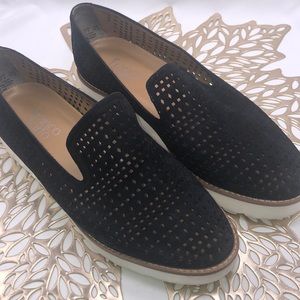 Franco Sarto Leather Upper Laser Cut White Platform Boat Shoes Size 7.5